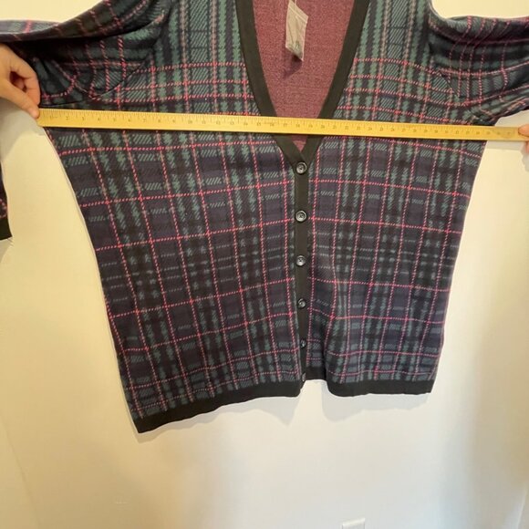 NWT Isaac Mizrahi Live Womens Plus Size 5X Plaid Button-Up Cardigan Sweater NEW - Picture 7 of 8